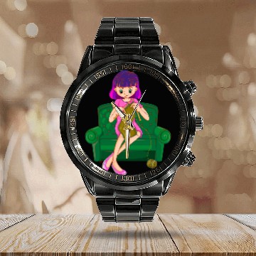 Discover Knitting Yarn girlting wool hobbyter crochet Calendar Steel Band Watch