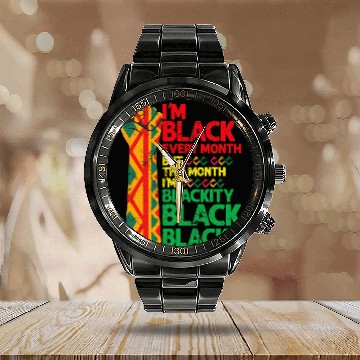 Discover Blackity Black Every Month Black History BHM African Zip Calendar Steel Band Watch