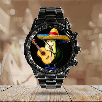 Discover Guitarist Avocado Wearing Sombrero Playing Guitar Music Baseball Tees Calendar Steel Band Watch