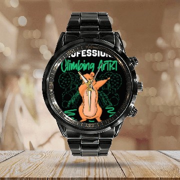 Discover Climbing Climber Groundhog Professional Climbing Artist Climb Calendar Steel Band Watch