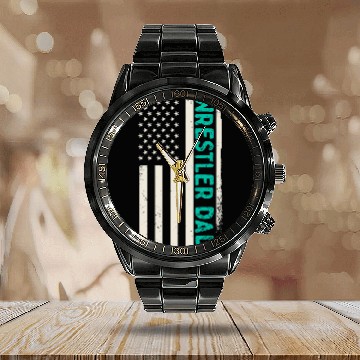 Discover Patriotic Wrestling Wrestler Dad American Flag 1 Calendar Steel Band Watch