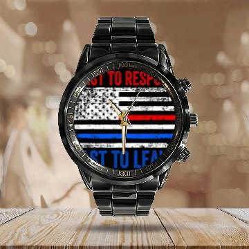 Discover Fireman Firefighter EMT EMS First Responders Police Military Firemen Calendar Steel Band Watch