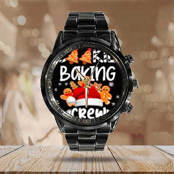 Discover Christmas Cookie Baking Crew Pajama Gingerbread Christmas 93 Baseball Tees Calendar Steel Band Watch