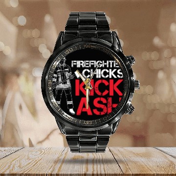 Discover Fireman Firefighter Chicks Kick Ash Firemen Calendar Steel Band Watch