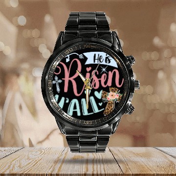 Discover He Is Risen Yall Happy Easter Calendar Steel Band Watch
