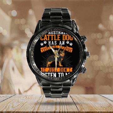 Discover Australian Cattle Dog Excellent Hearing Blue Heeler 220 Calendar Steel Band Watch