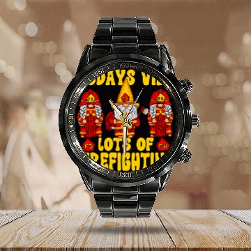 Discover Fireman Firefighter Funny Fireman Accessories Three Gnomes For Firefighter Mom Firemen Zip Calendar Steel Band Watch