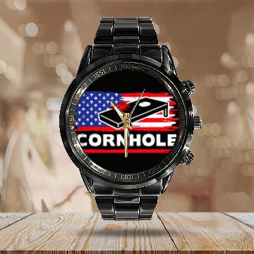 Discover Cornhole sports flag arts Calendar Steel Band Watch
