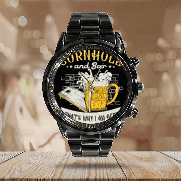 Discover Beer Cornhole And Beer thats why Im here Cornhole Lover26 Calendar Steel Band Watch