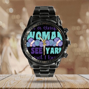 Discover Knitting Yarn Saying With Wool Cuteting Saying 4 Calendar Steel Band Watch
