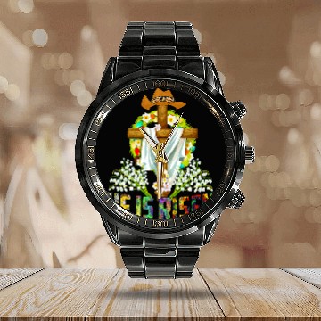 Discover He Is Risen From the Deads Flower Calendar Steel Band Watch