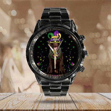 Discover Funny Chocolate Lab Lover Cute Mardi Gras carnivals Jester Calendar Steel Band Watch