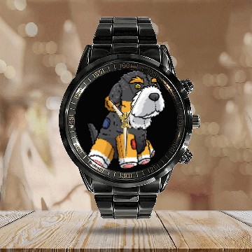 Discover Bernedoodle Dog Stuffed Animal Baseball Tees Calendar Steel Band Watch