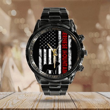 Discover Distressed American Flag Bernese Mountain Dog Patriotic Calendar Steel Band Watch