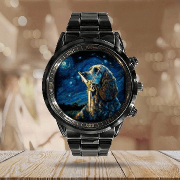 Discover Dog Cocker Spaniel Surrealism Starry Night English Cocker Spaniel dog Calendar Steel Band Watch