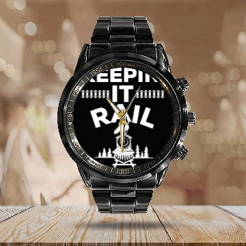 Discover Rail Fan Funny Train Lover Railroad Worker Engineer Men Kids Calendar Steel Band Watch