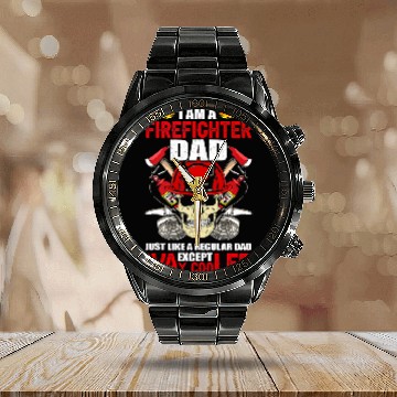 Discover Fireman Firefighter Im A Firefighter Dad Cooler Skull fires Dept Fathers Day Firemen Zip Calendar Steel Band Watch