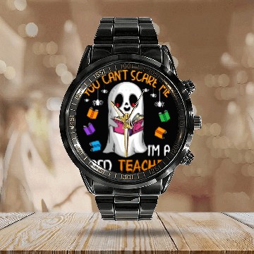 Discover You Cant Scare Me Im A Sped Teacher Halloween ghosts reading Baseball Tees Calendar Steel Band Watch