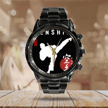 Discover Enshin Karate Instructor Japanese Kanji Calligraphy Font Calendar Steel Band Watch