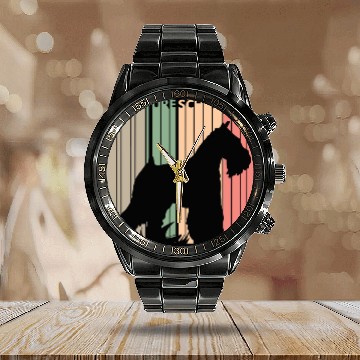 Discover Dog Schnauzer Miniature Schnauzer Dog Silhouette Calendar Steel Band Watch