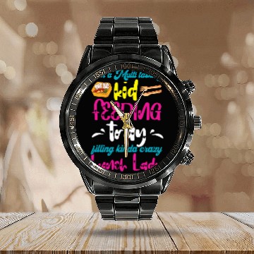 Discover Lunch Lady Multi Tasking Feeding Kid Cafeteria Worker Calendar Steel Band Watch