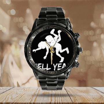 Discover Wrestling Hell Yeah Combat Sports Sayings Calendar Steel Band Watch