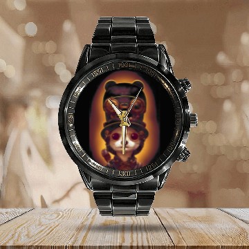 Discover Otters Friendly Smiling Adorable Steampunk Female Otter Warrior Calendar Steel Band Watch