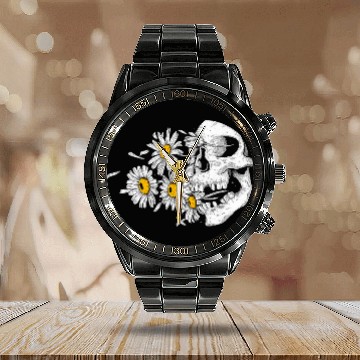 Discover Daisy skull flower halloween costume Skull tree hippie Calendar Steel Band Watch