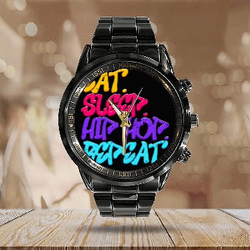 Discover Eat Sleep Hip Hop Repeat Graffiti Retro Music Calendar Steel Band Watch