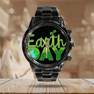 Discover Earth Day Cute Save The Planet Nature Lover Environmentalist Calendar Steel Band Watch