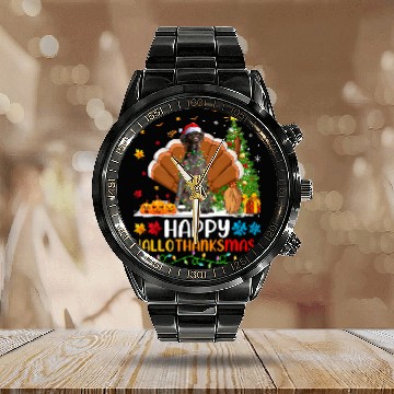 Discover Dog German Shorthaired Funny Happy German Shorthaired Pointer Dog HelloThanksMas Calendar Steel Band Watch
