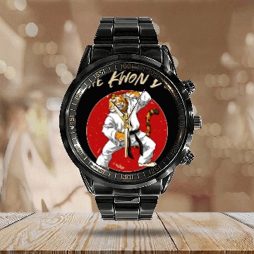 Discover Taekwondo Tiger TKD Korean Martial Arts Zip Calendar Steel Band Watch
