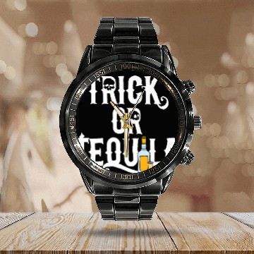 Discover Funny Trick or Tequila for Halloween Lovers Baseball Tees Calendar Steel Band Watch