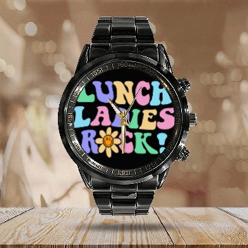 Discover Lunch Ladies Rock School Lunch Lady Squad Cafeteria Worker Calendar Steel Band Watch