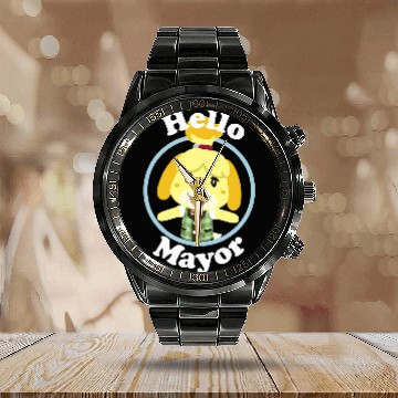 Discover Animal Crossing Isabelle Hello Mayor Portrait Calendar Steel Band Watch
