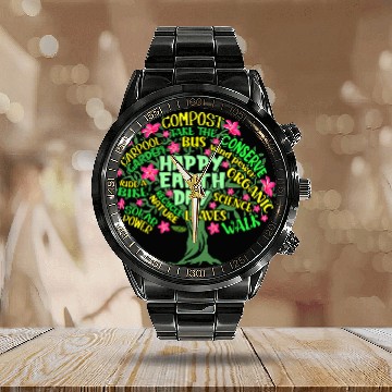 Discover Happy Earth Day Tree Drawing Illustration Word Art Baseball Tees Calendar Steel Band Watch