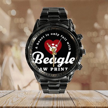 Discover Beagle Paw Prints Beagle Calendar Steel Band Watch