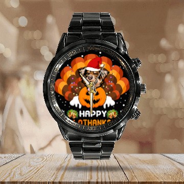Discover Australian Shepherd Halloween Christmas Happy Hallothanksmas Calendar Steel Band Watch