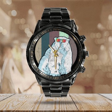 Discover Funny Bear Cool Polar Bear Nicebear Polar Bear Day Polar Cute Bears Baseball Tees Calendar Steel Band Watch