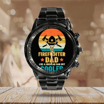 Discover Fireman Firefighter Mens Firefighter Dad Regular But Cooler Fathers Day Fireman Men 357 Firemen Calendar Steel Band Watch