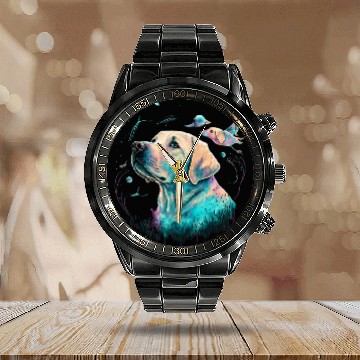 Discover Labrador Lab Dog Lover Splash Graffiti Art Pet 639 Calendar Steel Band Watch