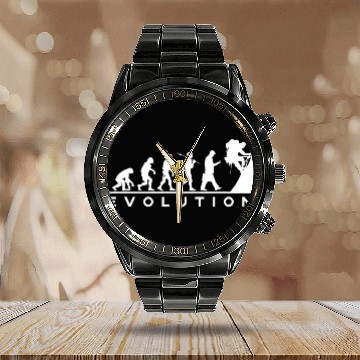 Discover Fun Evolution Recommended for Climbers Illustration of Climbers Designed by Mountain Lovers Calendar Steel Band Watch