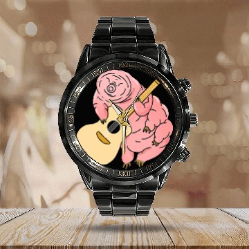 Discover Guitarist Tardigrade Playing Guitar For Microbiologist Guitar Calendar Steel Band Watch