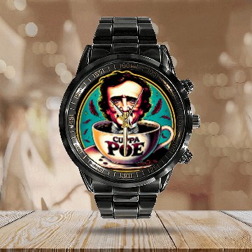 Discover Edgar Allan Poe Cuppa Poe for Coffee and Tea Lovers 1 Baseball Tees Calendar Steel Band Watch