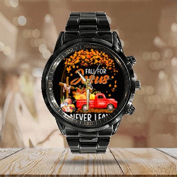 Discover Christian Fall Vibes Fall For Jesus He Never Leaves Pumpkins 111 Bibble Jesus Christ Baseball Tees Calendar Steel Band Watch