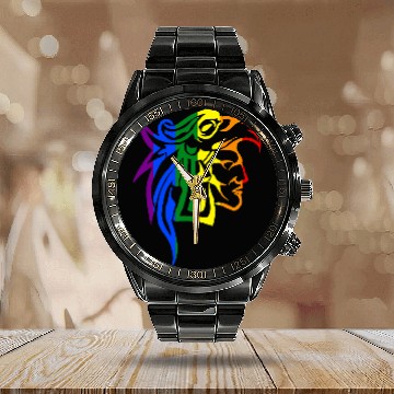 Discover Hispanic LGBTQ Pride Aztec Eagle Warrior Calendar Steel Band Watch