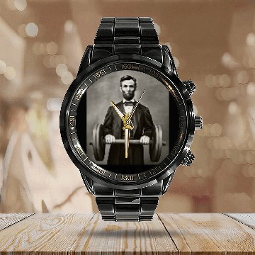 Discover Funny Abraham Abe Lincoln History Buff Mens July 4th Calendar Steel Band Watch