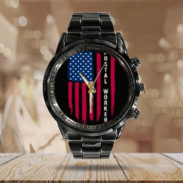 Discover Proud Postal Worker Postmaster US Post Service Memorial Day Calendar Steel Band Watch