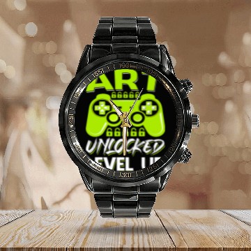 Discover Art Unlocked Level Up Video Gamer Back To School Calendar Steel Band Watch