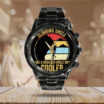 Discover Climbing Climber Uncle Like A Regular Uncle But Cooler Rock Climbing Climb Calendar Steel Band Watch